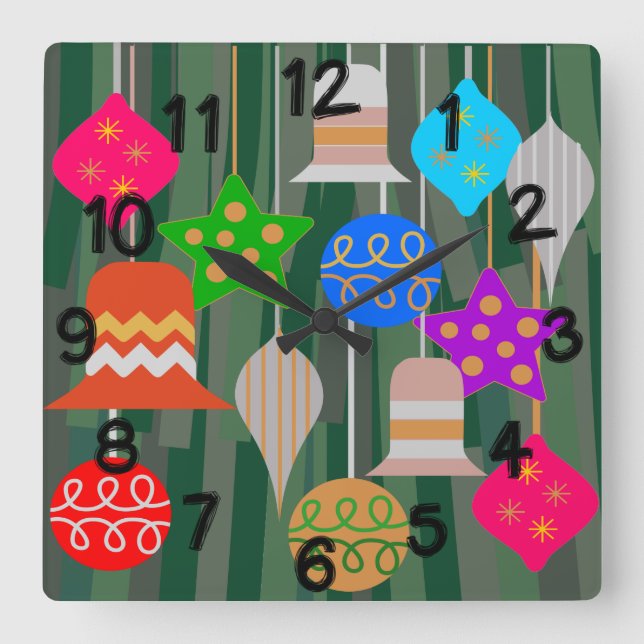 Christmas Tree Square Wall Clock (Front)