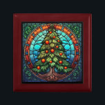 Christmas Tree Stained Glass Gift Box<br><div class="desc">Elegant beauty to grace your home for the holidays. This festive design will brighten up any room and would make a cute gift!</div>