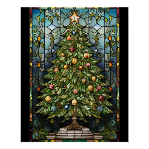 Christmas Tree Stained Glass  Poster