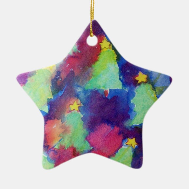 CHRISTMAS TREE Star Ceramic Ornament (Front)