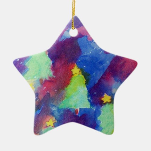 CHRISTMAS TREE Star Ceramic Ornament