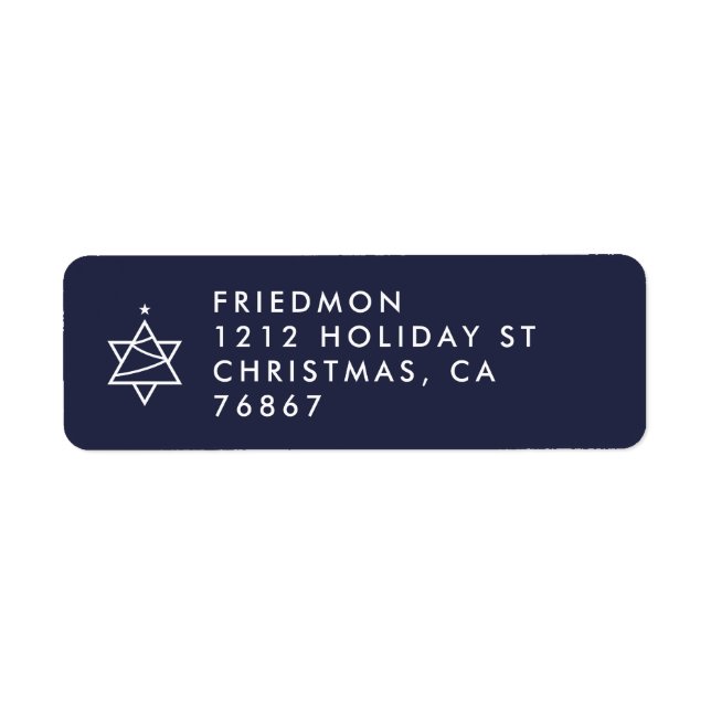 Christmas Tree Star of David return address label (Front)