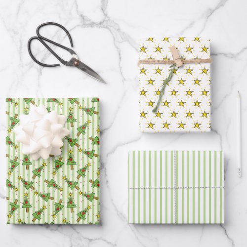 Christmas Tree Star  Wrapping Paper Sheets