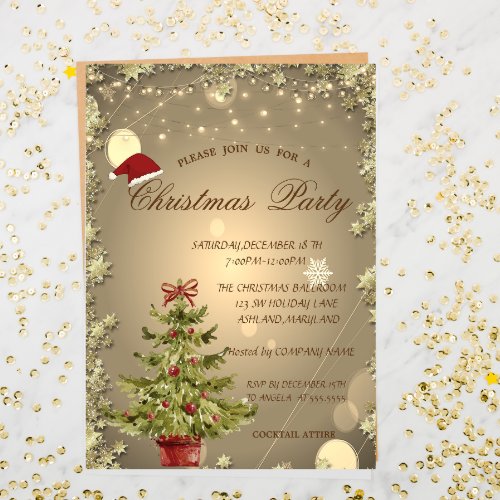 Christmas TreeStars Christmas Company Party Invitation