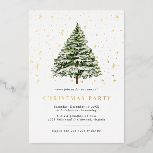 Christmas Tree Stars  Fun Festive Christmas Party Foil Invitation