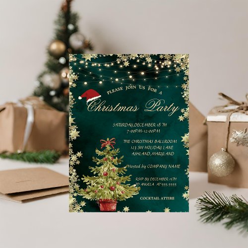 Christmas TreeStars Green Christmas Company Party Invitation
