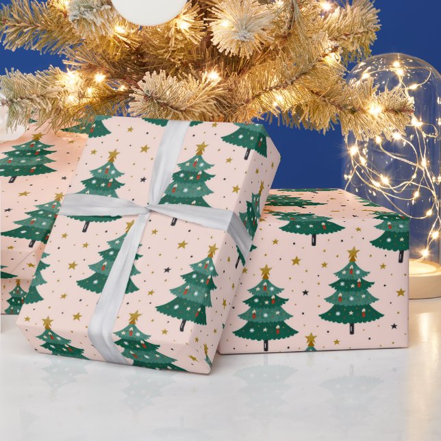 Christmas Tree Stars Holiday Wrapping Paper (Holidays)