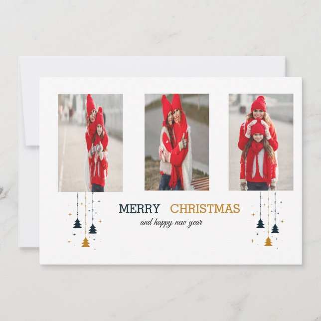 Christmas Tree & Stars | Modern Holiday Invitation (Front)