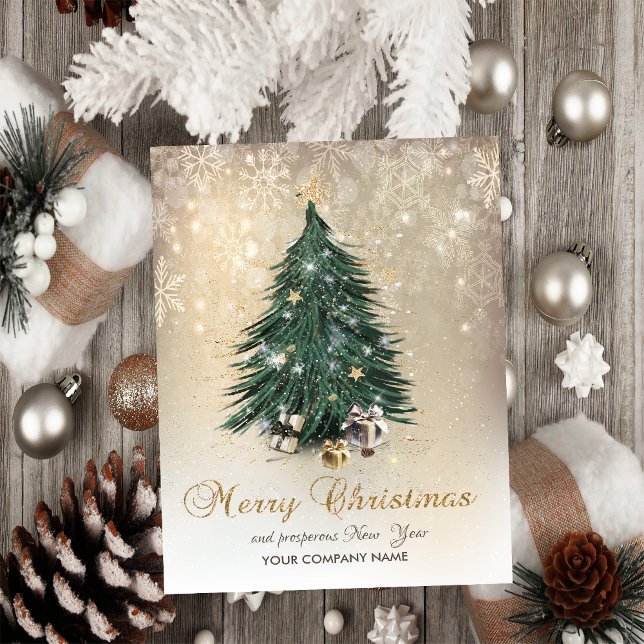 Christmas Tree Stars Presents Snowflakes Holiday Card (Creator Uploaded)
