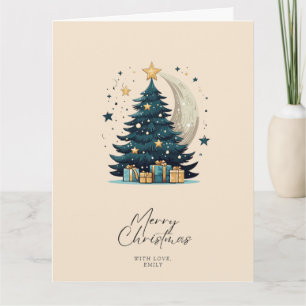 Christmas Tree Stars The Moon Card