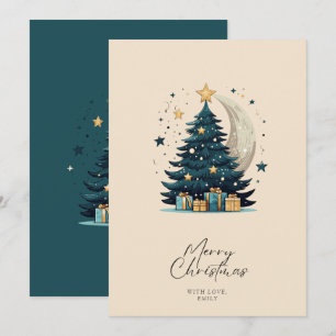 Christmas Tree Stars The Moon Holiday Card