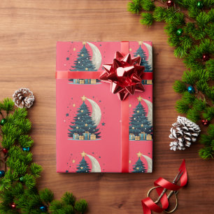 Christmas Tree Stars The Moon Wrapping Paper