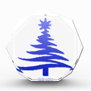 Christmas Tree Stencil Cobalt Blue Acrylic Award