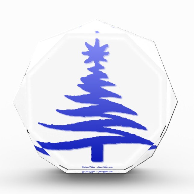 Christmas Tree Stencil Cobalt Blue Acrylic Award (Front)