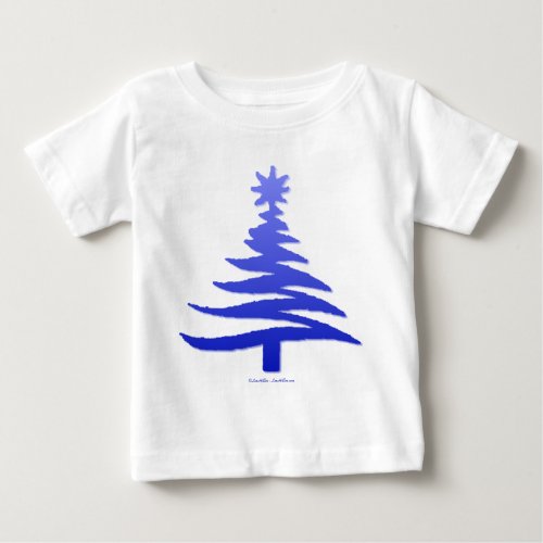Christmas Tree Stencil Cobalt Blue Baby T_Shirt