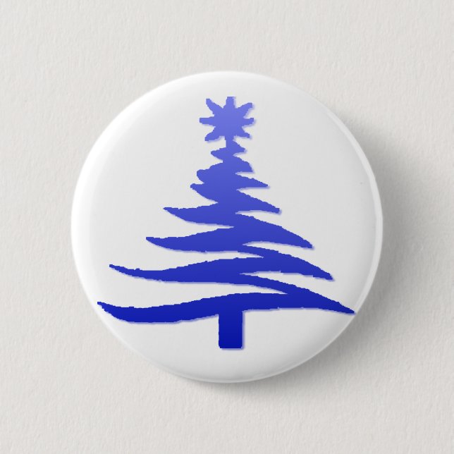 Christmas Tree Stencil Cobalt Blue Button (Front)