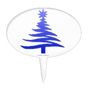 Christmas Tree Stencil Cobalt Blue Cake Topper