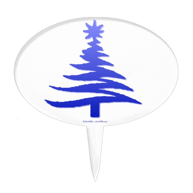 Christmas Tree Stencil Cobalt Blue Cake Topper (Front)