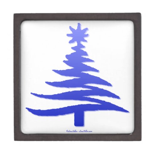 Christmas Tree Stencil Cobalt Blue Jewelry Box