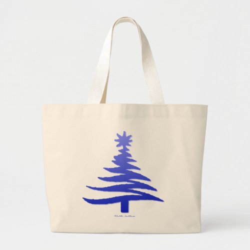 Christmas Tree Stencil Cobalt Blue Large Tote Bag