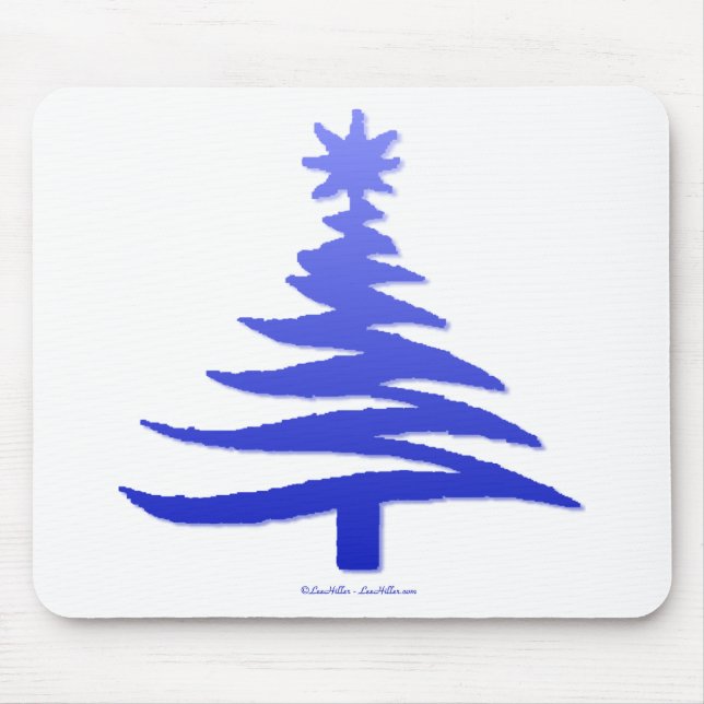 Christmas Tree Stencil Cobalt Blue Mouse Pad (Front)