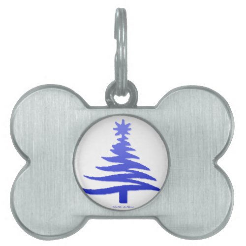 Christmas Tree Stencil Cobalt Blue Pet Tag
