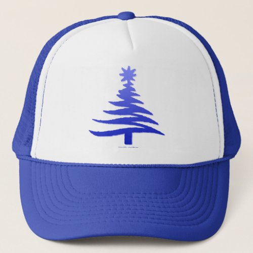 Christmas Tree Stencil Cobalt Blue Trucker Hat