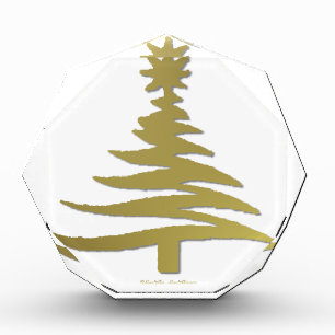 Christmas Tree Stencil Gold Acrylic Award
