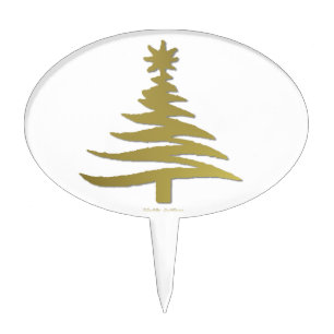 Christmas Tree Stencil Gold Cake Topper