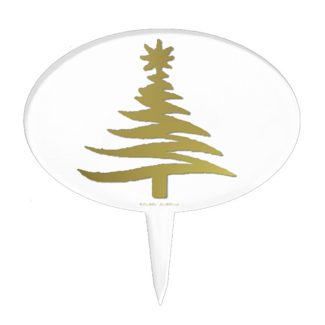 Christmas Tree Stencil Gold Cake Topper (Front)