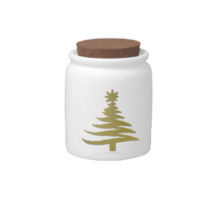 Christmas Tree Stencil Gold Candy Jar
