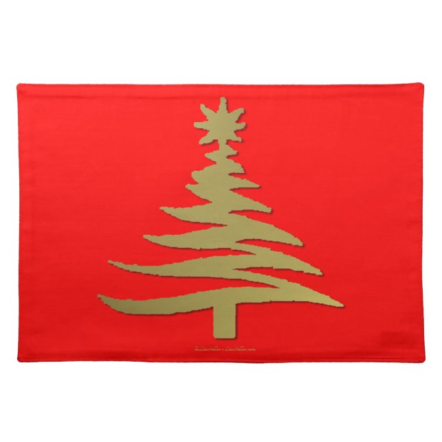 Christmas Tree Stencil Gold Cloth Placemat (Front)