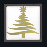 Christmas Tree Stencil Gold Gift Box<br><div class="desc">Thank You for visiting The Holiday Christmas Shop! You are viewing The Lee Hiller Designs Holiday Collection of Home and Office Decor,  Apparel,  Gifts,  Collectibles and more. The Designs include Lee Hiller Photography in Hand Drawn Mixed Media and  Digital Art Collection.</div>