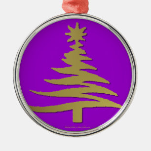 Christmas Tree Stencil Gold Metal Ornament