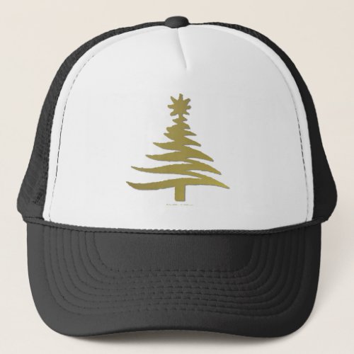 Christmas Tree Stencil Gold Trucker Hat