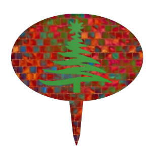 Christmas Tree Stencil Green Cake Topper