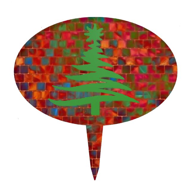 Christmas Tree Stencil Green Cake Topper (Front)