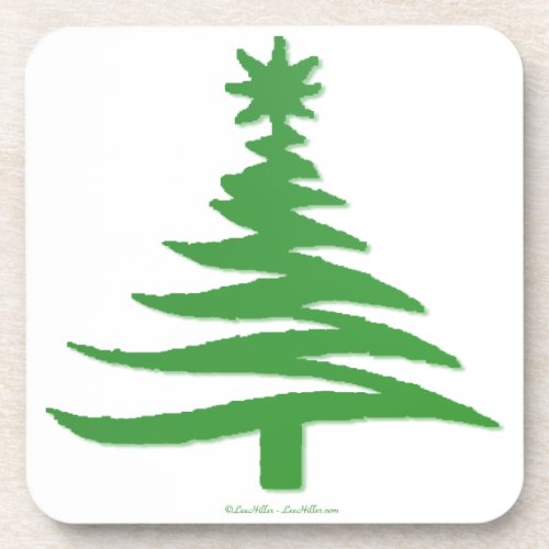 Christmas Tree Stencil Green Coaster