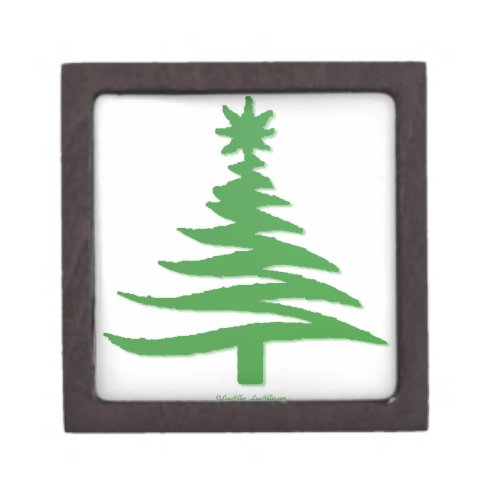 Christmas Tree Stencil Green Jewelry Box