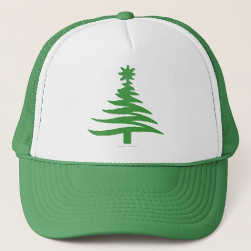 Christmas Tree Stencil Green Trucker Hat