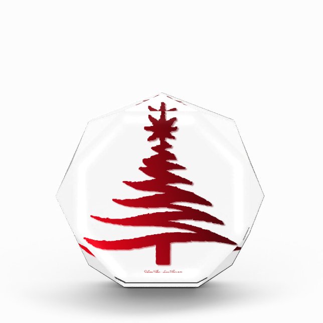 Christmas Tree Stencil Red Acrylic Award (Front)