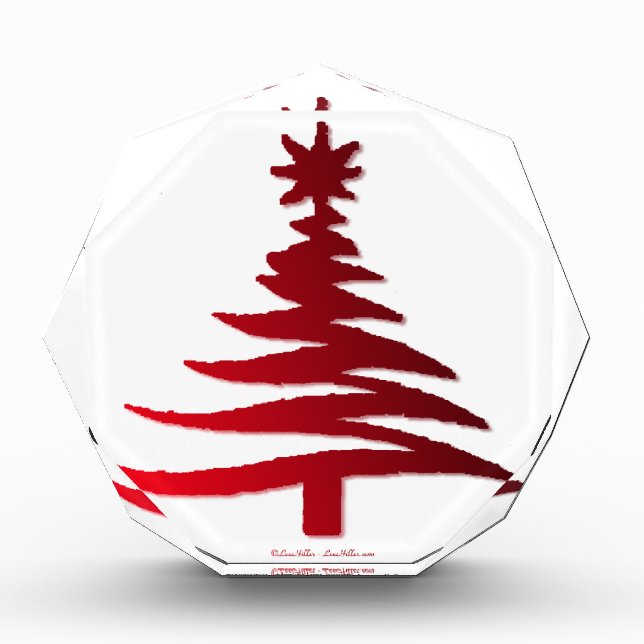 Christmas Tree Stencil Red Acrylic Award (Front)