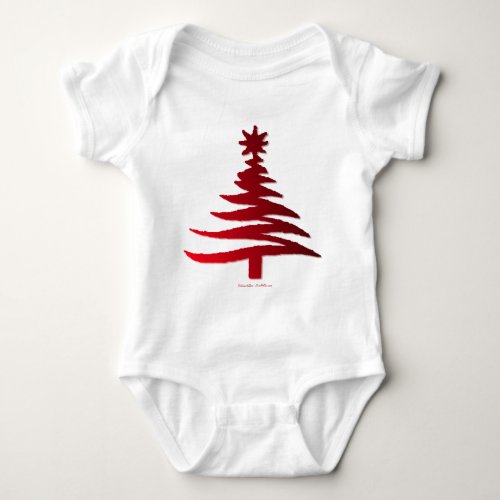 Christmas Tree Stencil Red Baby Bodysuit
