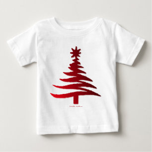 Christmas Tree Stencil Red Baby T-Shirt
