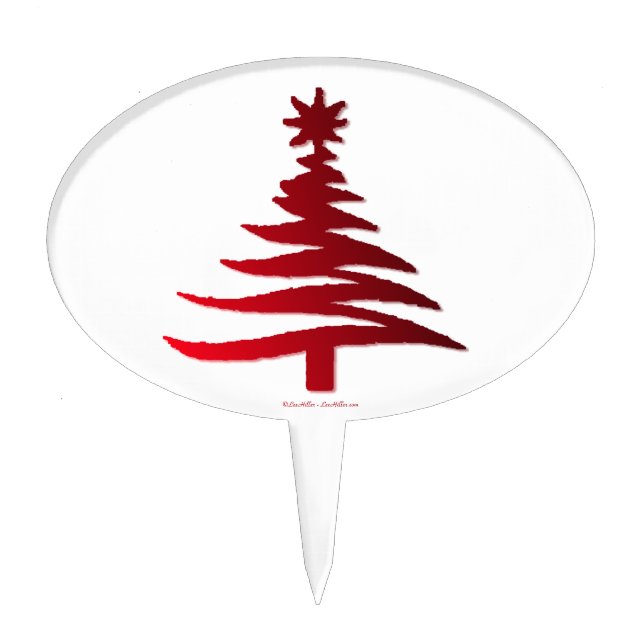 Christmas Tree Stencil Red Cake Topper (Front)