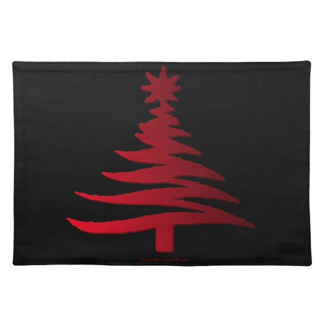 Christmas Tree Stencil Red Cloth Placemat (Front)