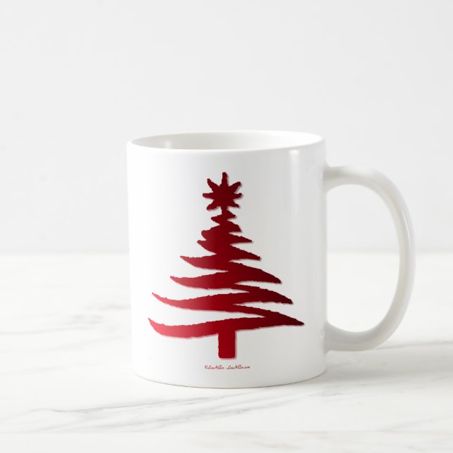 Christmas Tree Stencil Red Coffee Mug (Right)