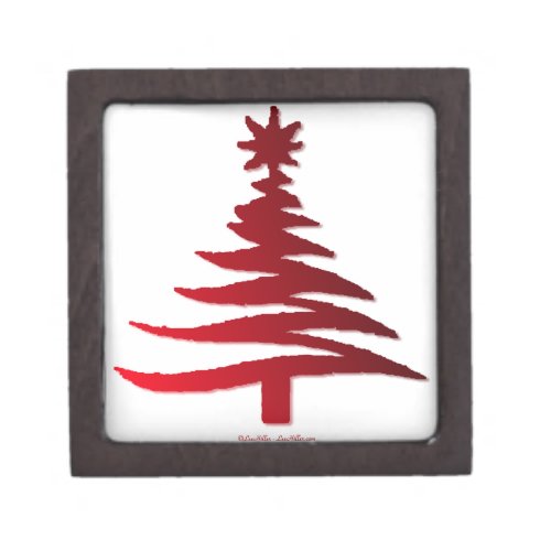 Christmas Tree Stencil Red Keepsake Box