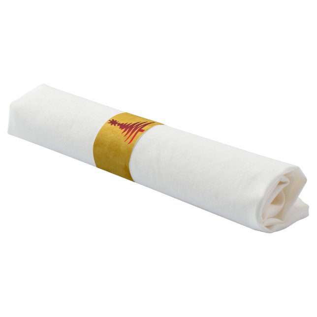Christmas Tree Stencil Red on Gold Napkin Bands (Angled)