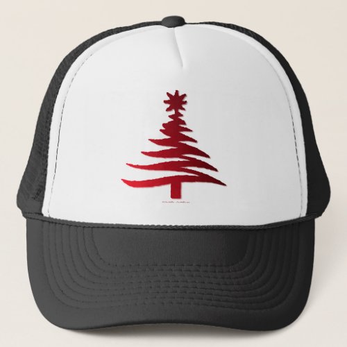 Christmas Tree Stencil Red Trucker Hat